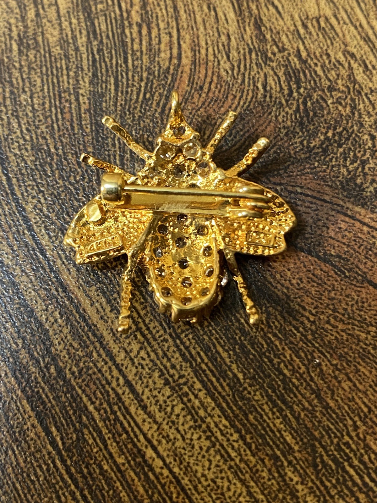 Vintage Dee Berkley Jewelry DBJ Bumble Bee Brooch Pin Pendant 14KGE Rhinestones