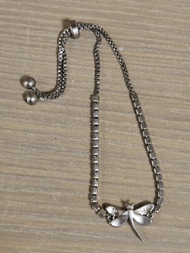 Dragonfly Silver Etched SU Czch Crysyals Chain Slide Adjustable Bracelet
