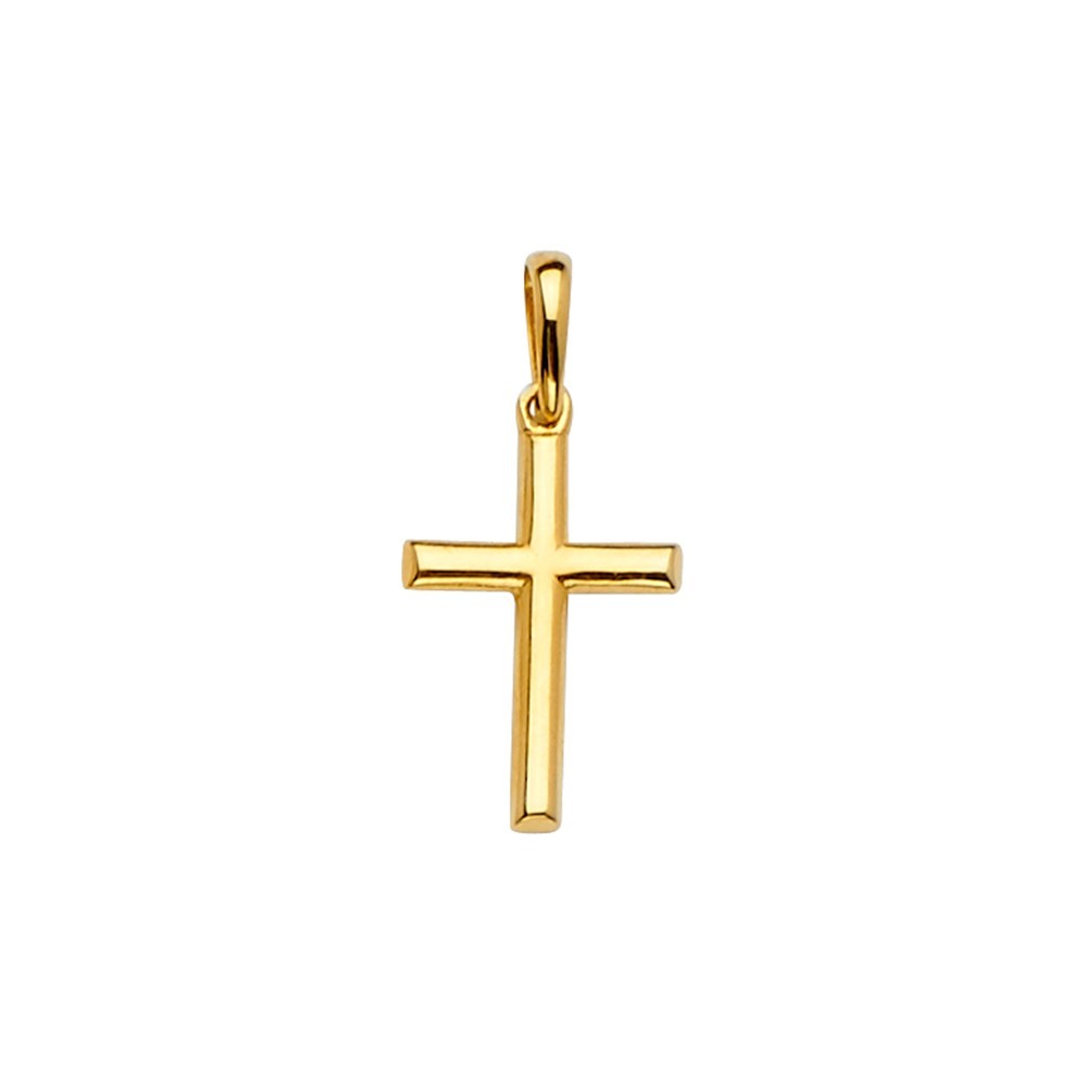 Genuine 14k Yellow Gold 0.82″ Thin Religious Cross Pendant For Men or Women