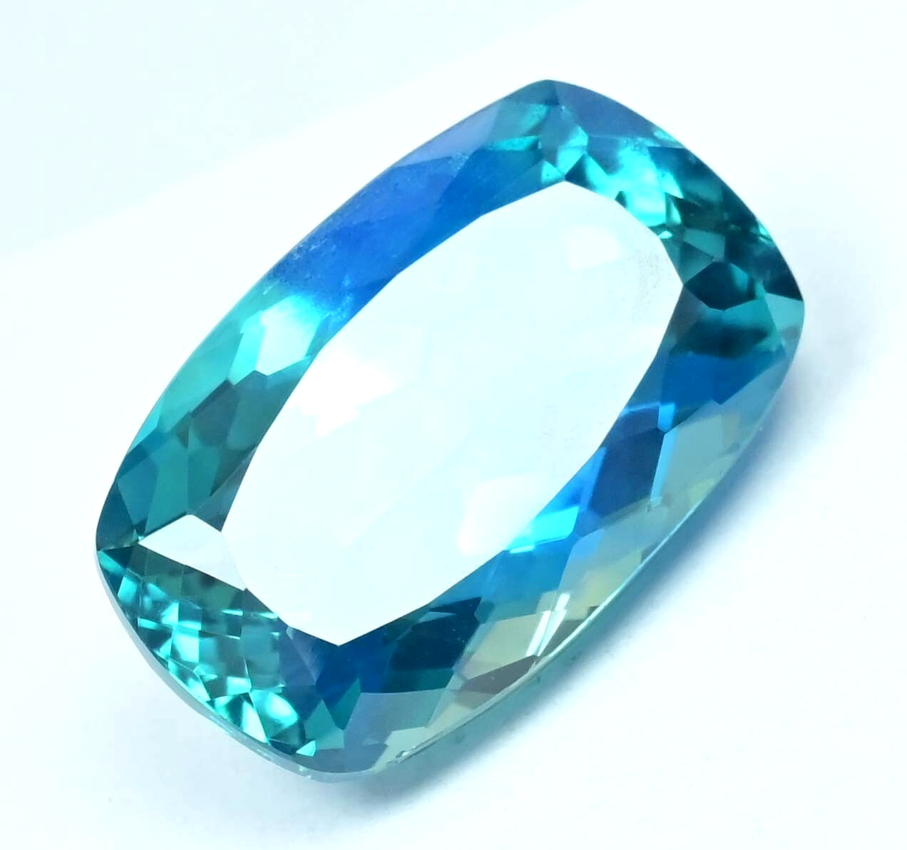 26.75 Ct Natural Bi-Color Paraiba Tourmaline Certified Cushion Loose Gemstone