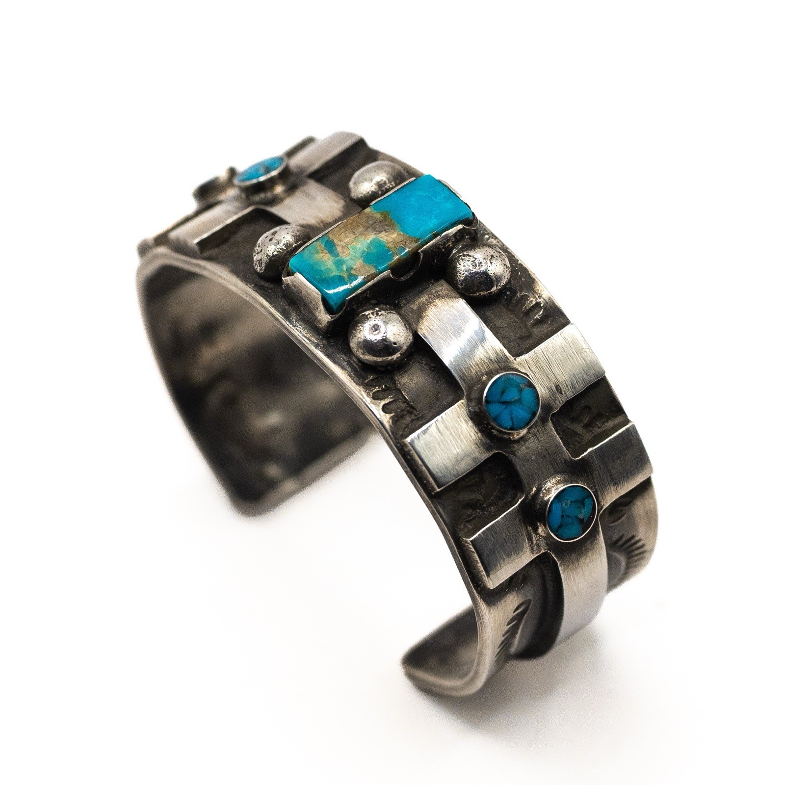 Dragonfly Silver Cuff Size 5.75 Turquoise Southwestern Collectors Piece