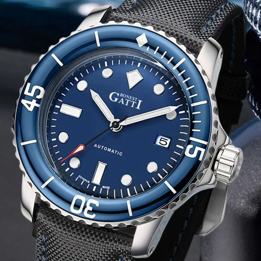 BONEST GATTI Automatic Watch Sport 44mm Mechanical Wristwatch Diver 20ATM 200m
