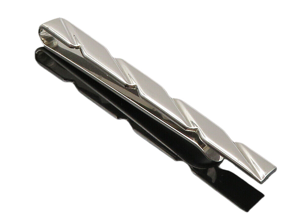 SWANK 925 Sterling Silver Shiny Diamond Shape Pattern Tie Clip TR1672