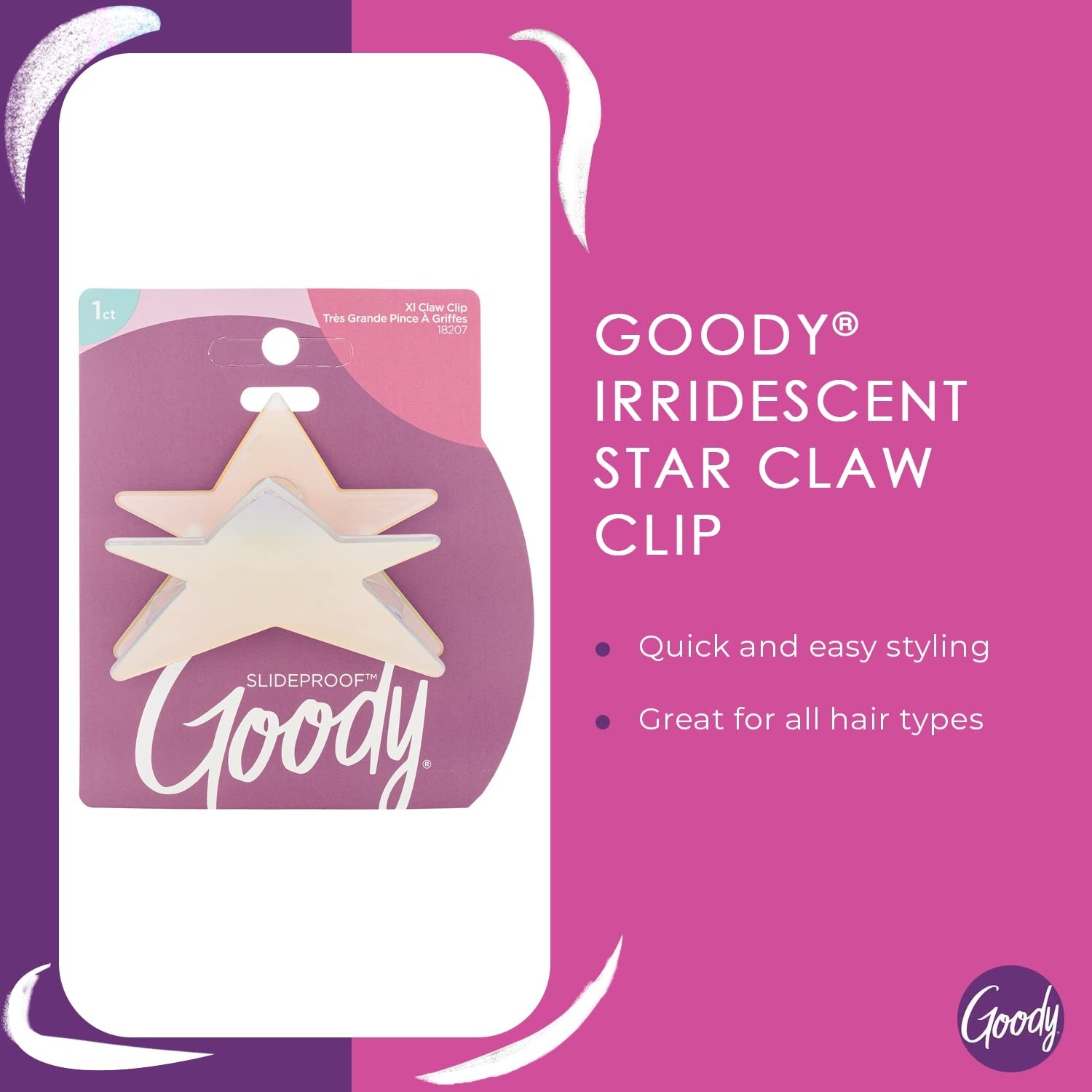 Goody Nostalgia Large Star Claw Clip, 1 Ct, Secure Grip Hair Clip for Women, …