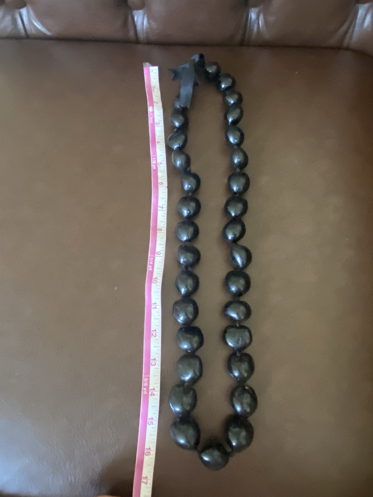 Vintage Kukui Nut Necklace Dark Brown