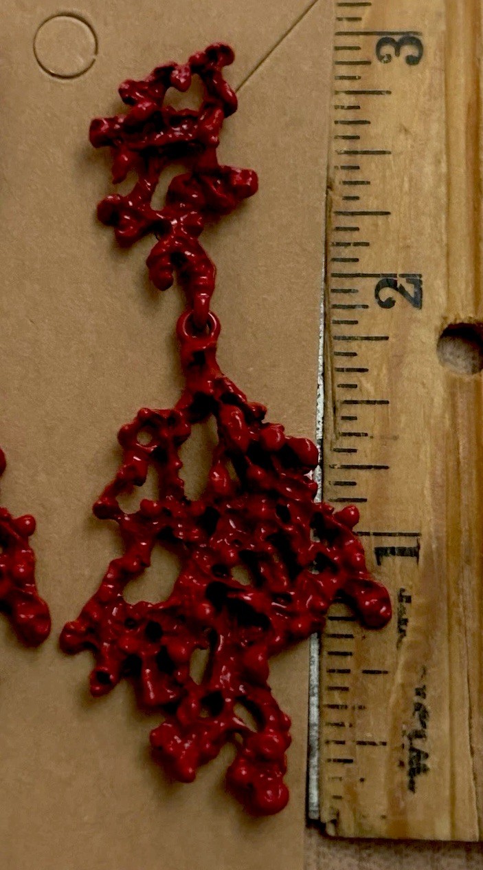 Beautiful Red Coral Enamel Alloy Dangle Drop Earrings
