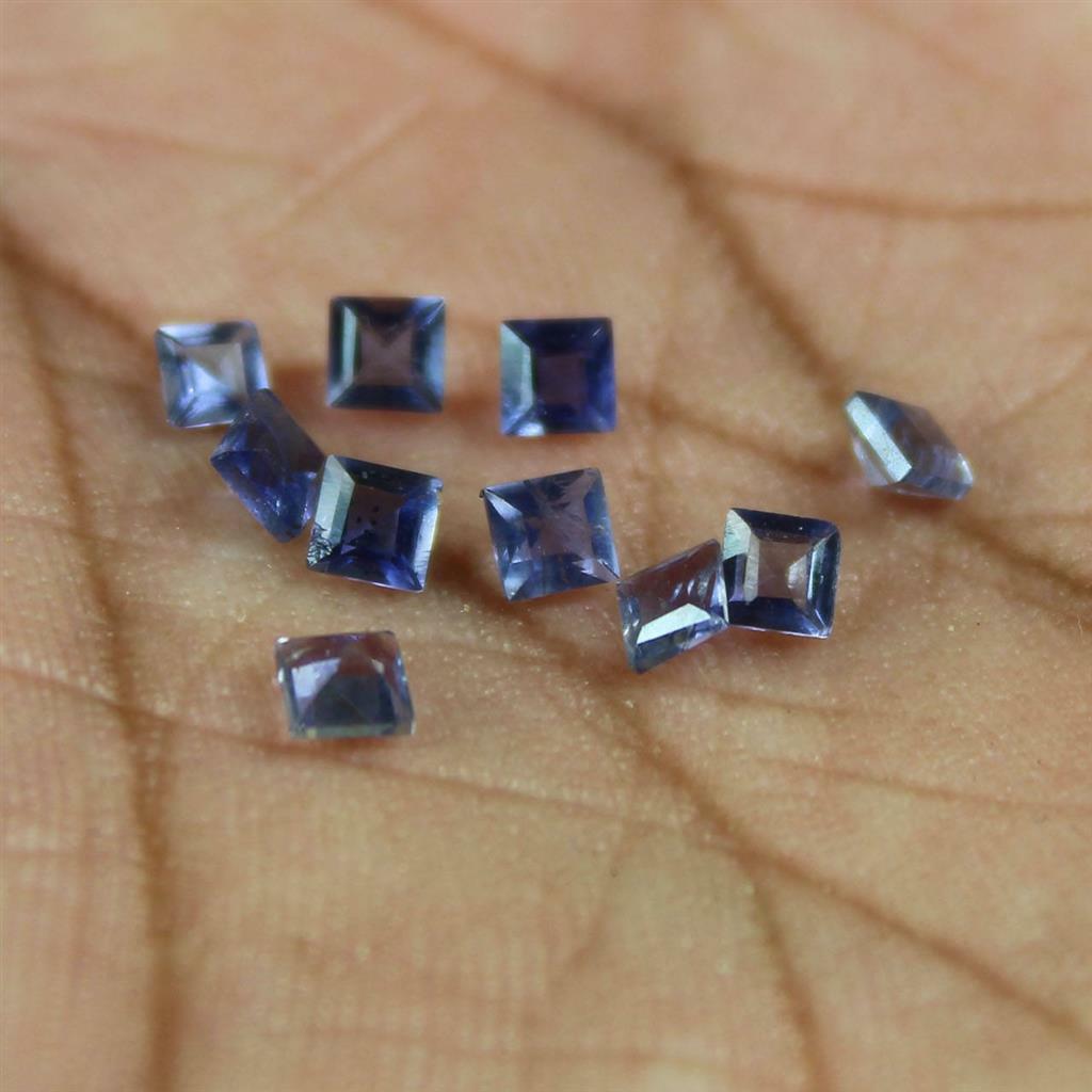 Wholesale Lot 3mm to 5mm Square Cut Natural Iolite Loose Calibrated Gemstone