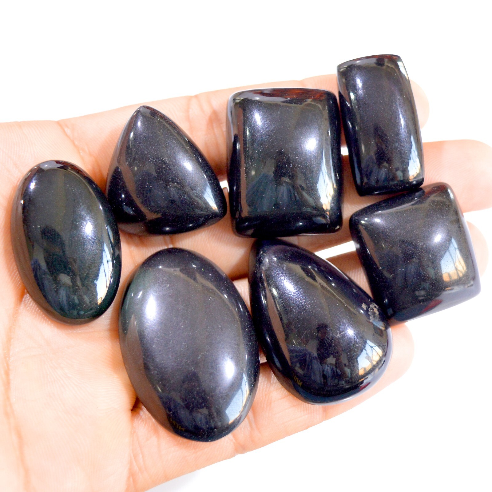 7Pcs 396Cts Natural Rainbow obsidian Cabochon Gemstone Lot 29×15-42x27mm #2931