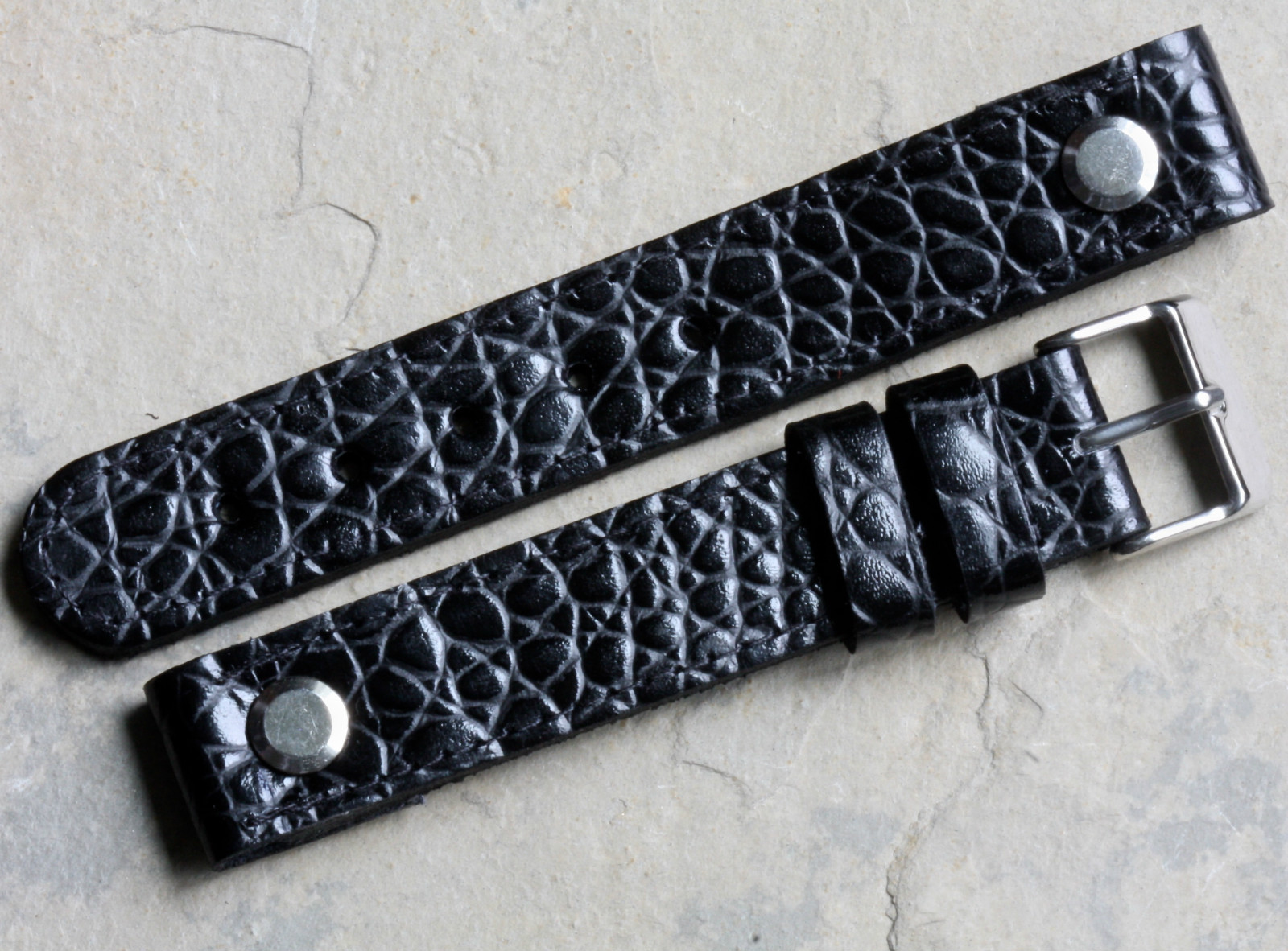 U.K. made Baby Alligator grain leather AVIATOR 18mm open-ended watch band 4 sold