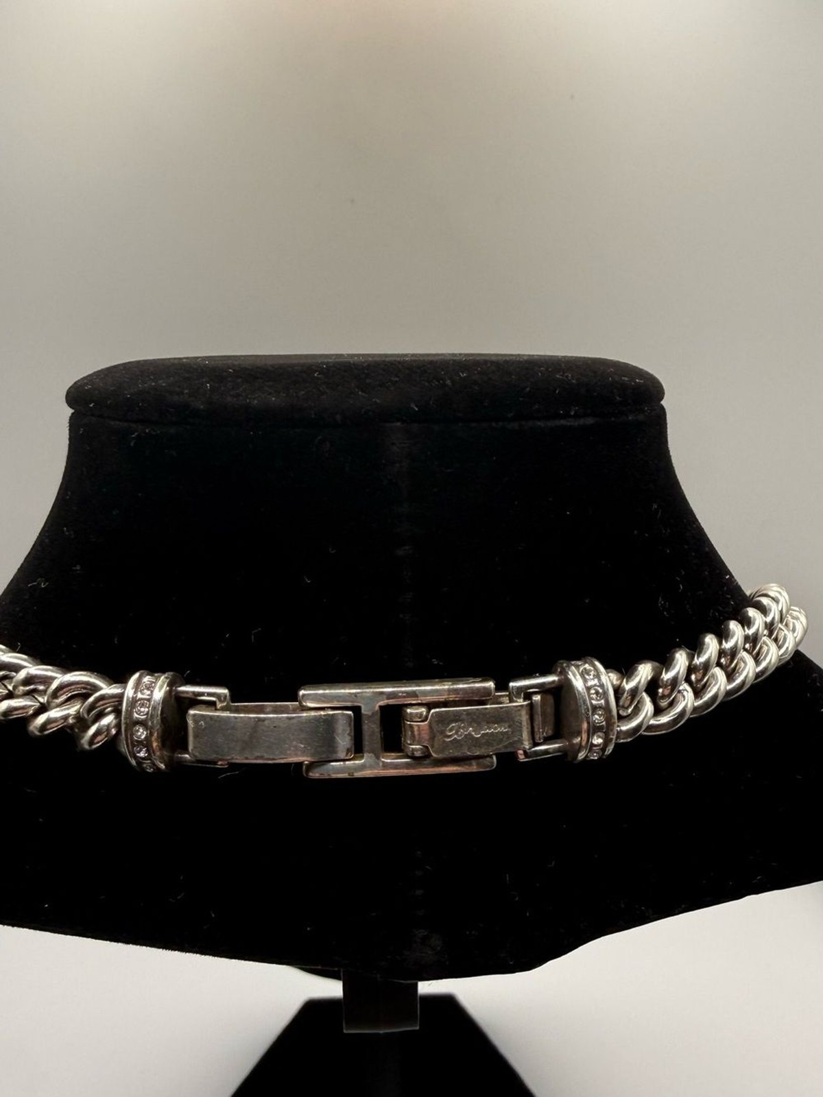 Brighton Urban Lights Chunky Chain Pavé Crystal Open Heart Statement Necklace