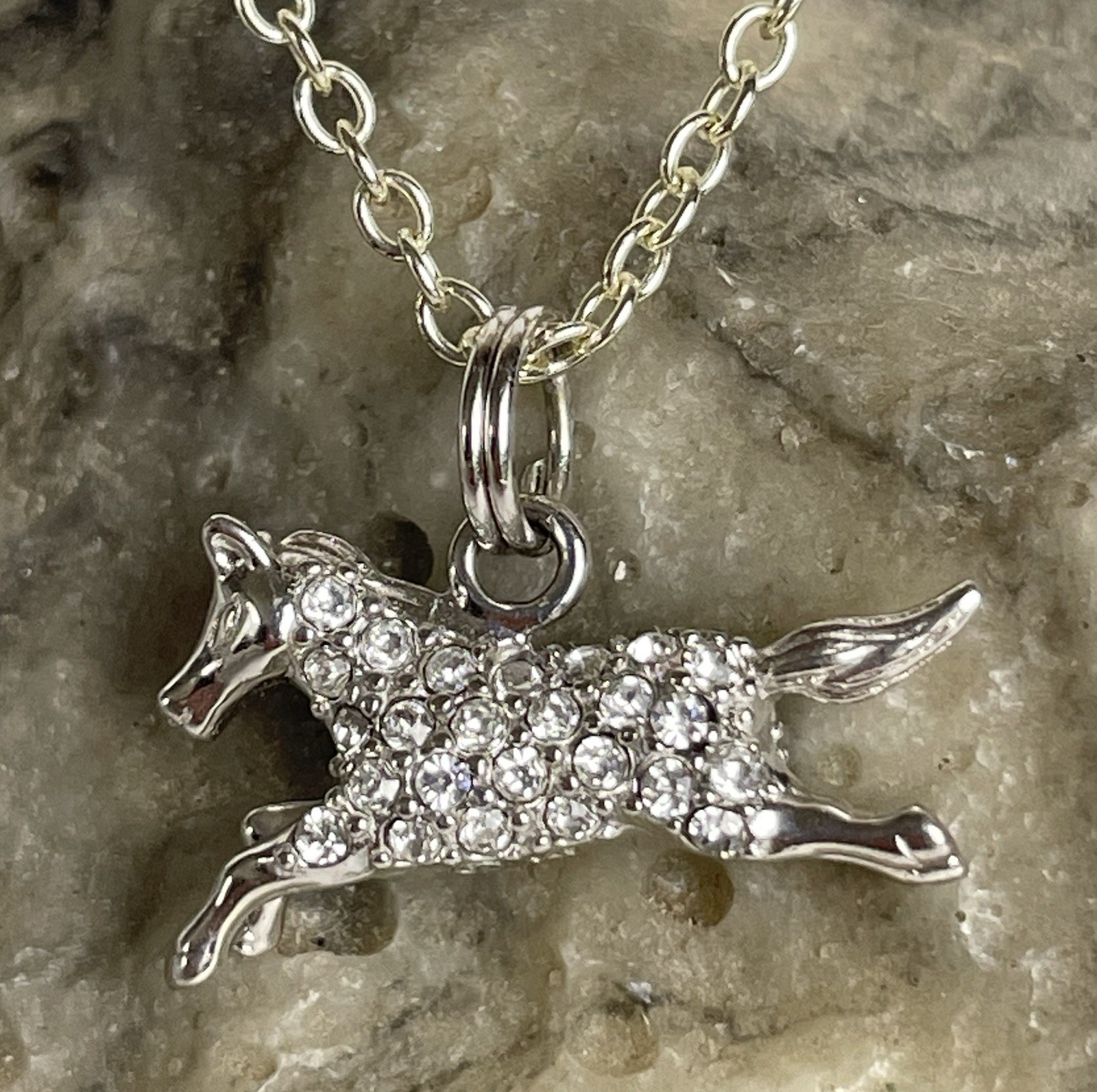 925 Sterling Silver Necklace 16” Horse Pendant 1x2mm 7.65g