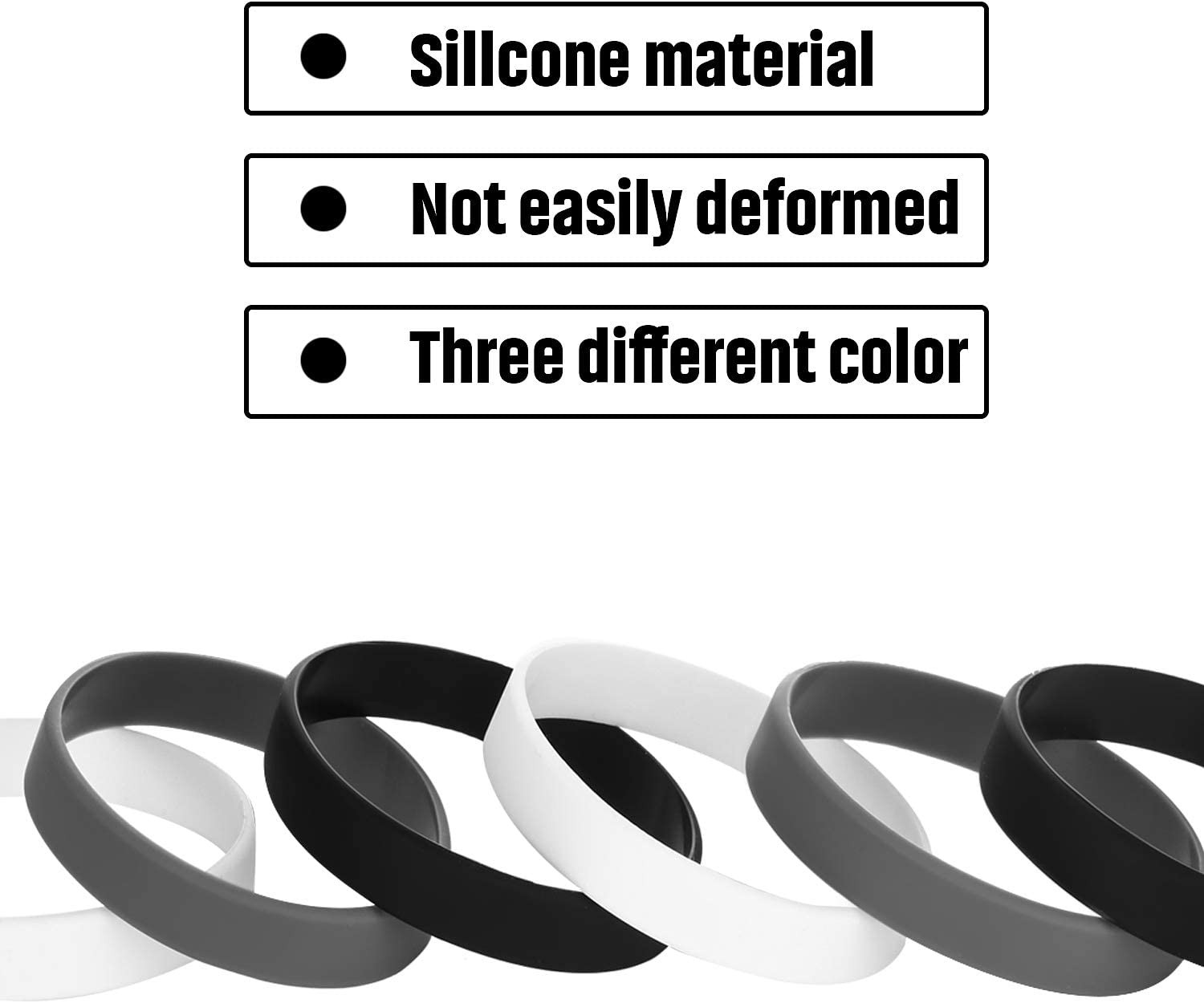 12 Pieces Rubber Bracelets, Solid Color Silicone Wristbands, Multi-Pack Blank…