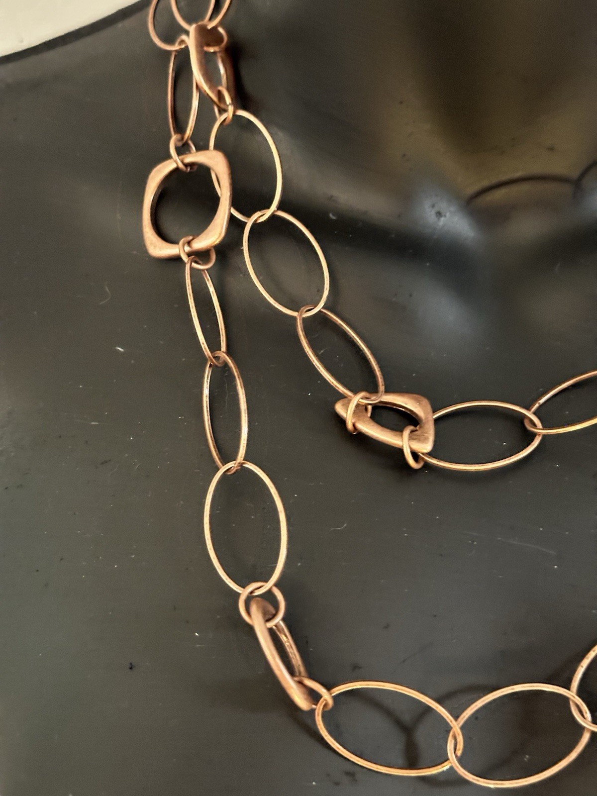 Copper Layered Link Chain Necklace approx. 38 in Toggle Closure No Stone