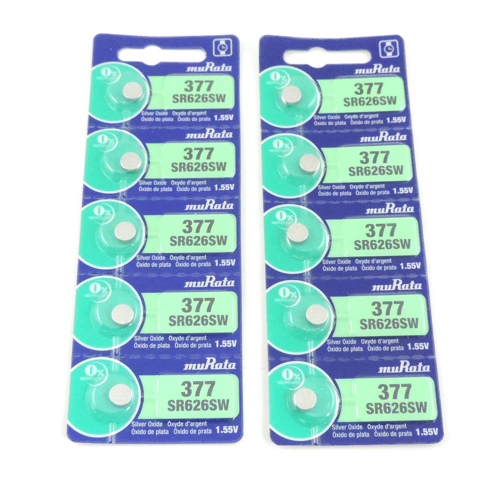 10pcs muRata SR626SW 377 Silver Oxide Watch Battery 1.55V Exp 06-2028 Japan Made
