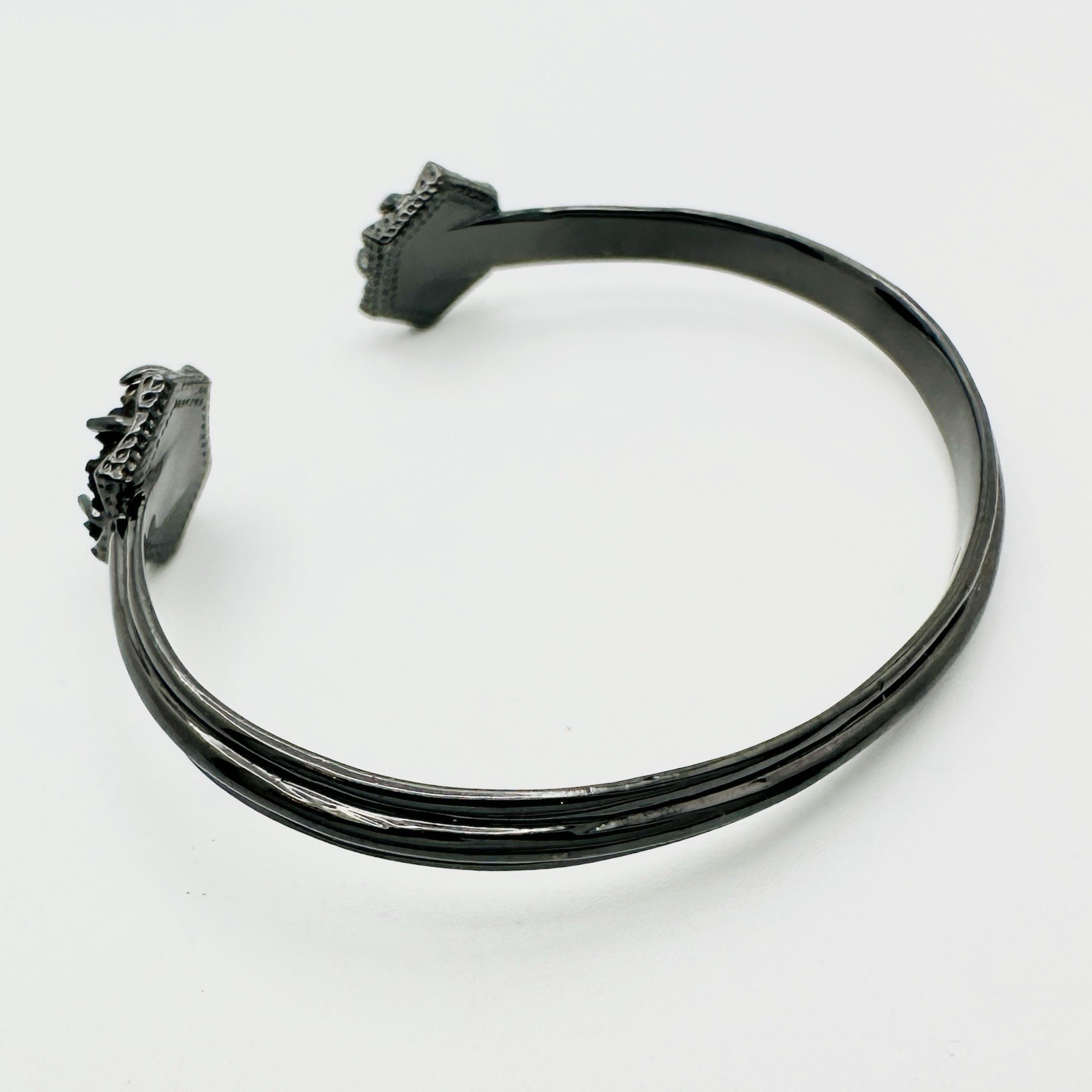 Retired Kendra Scott Arden Black Drusy Quartz Cuff Bracelet Gunmetal Signed 2015