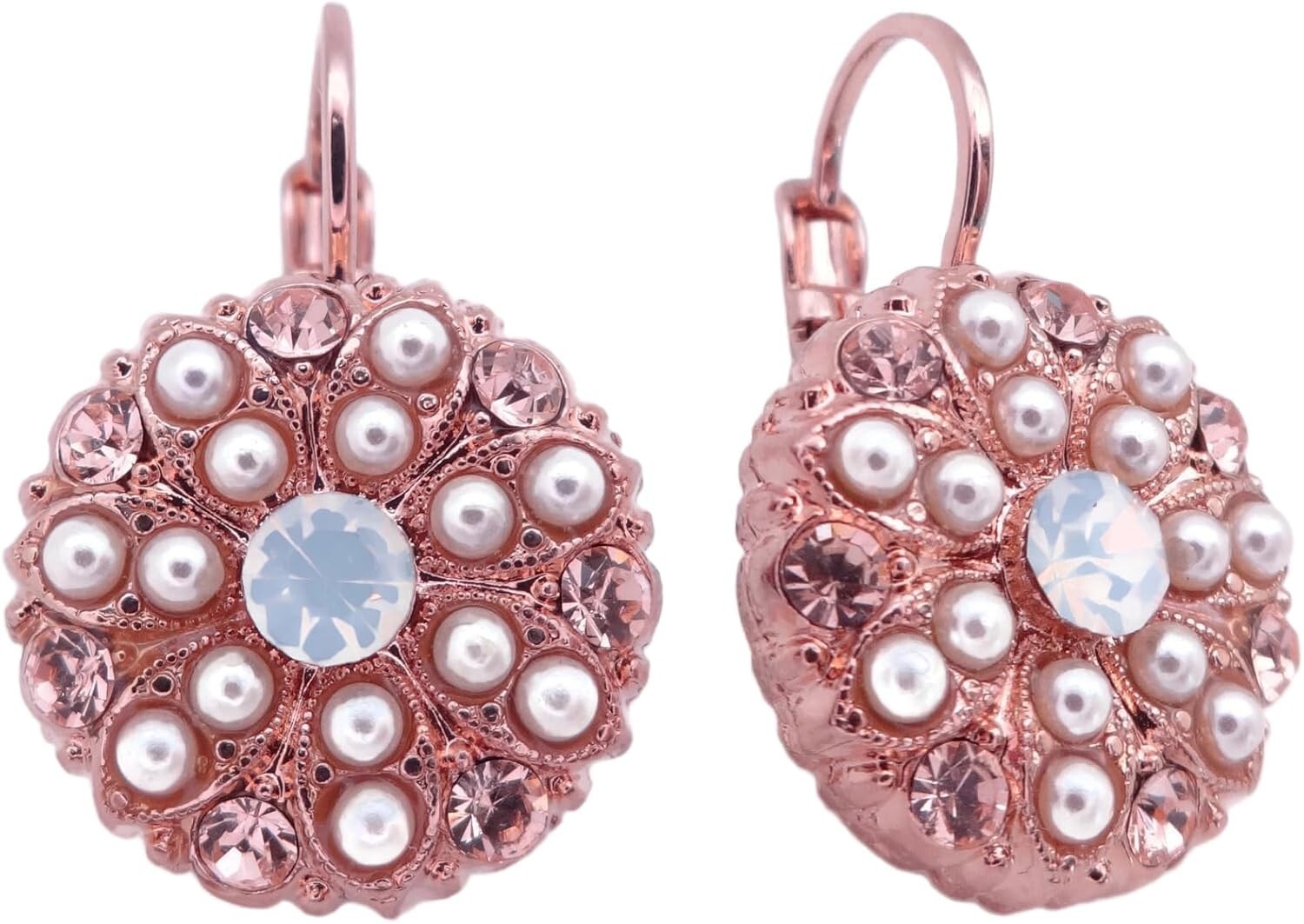 Mariana Cookie Dough Rose Gold Earrings in Peach & White Crystal Mix 1144 NWT
