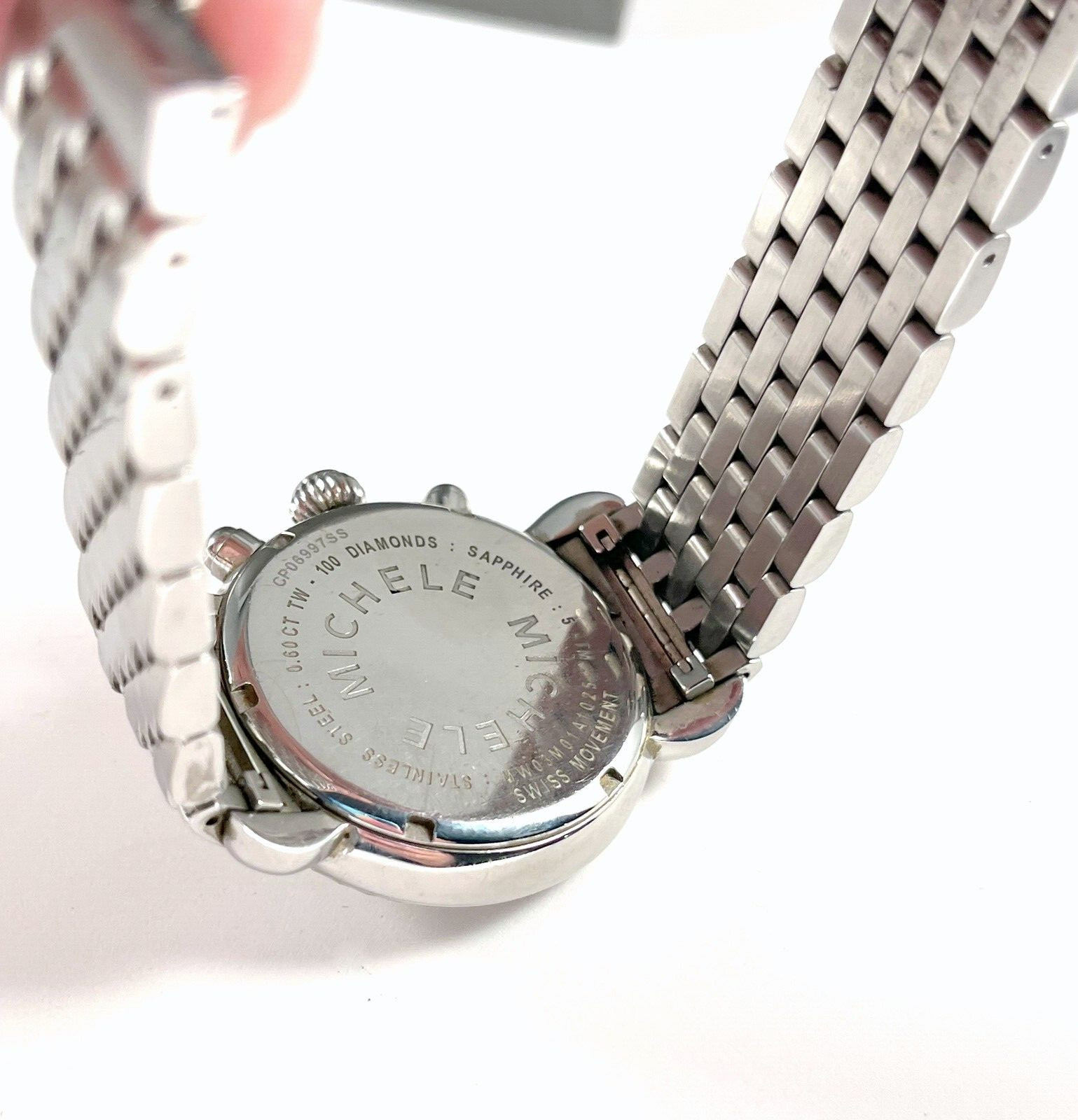 Michele CSX Diamond Chronograph Watch With SS Locking Band in Excellent Cond.