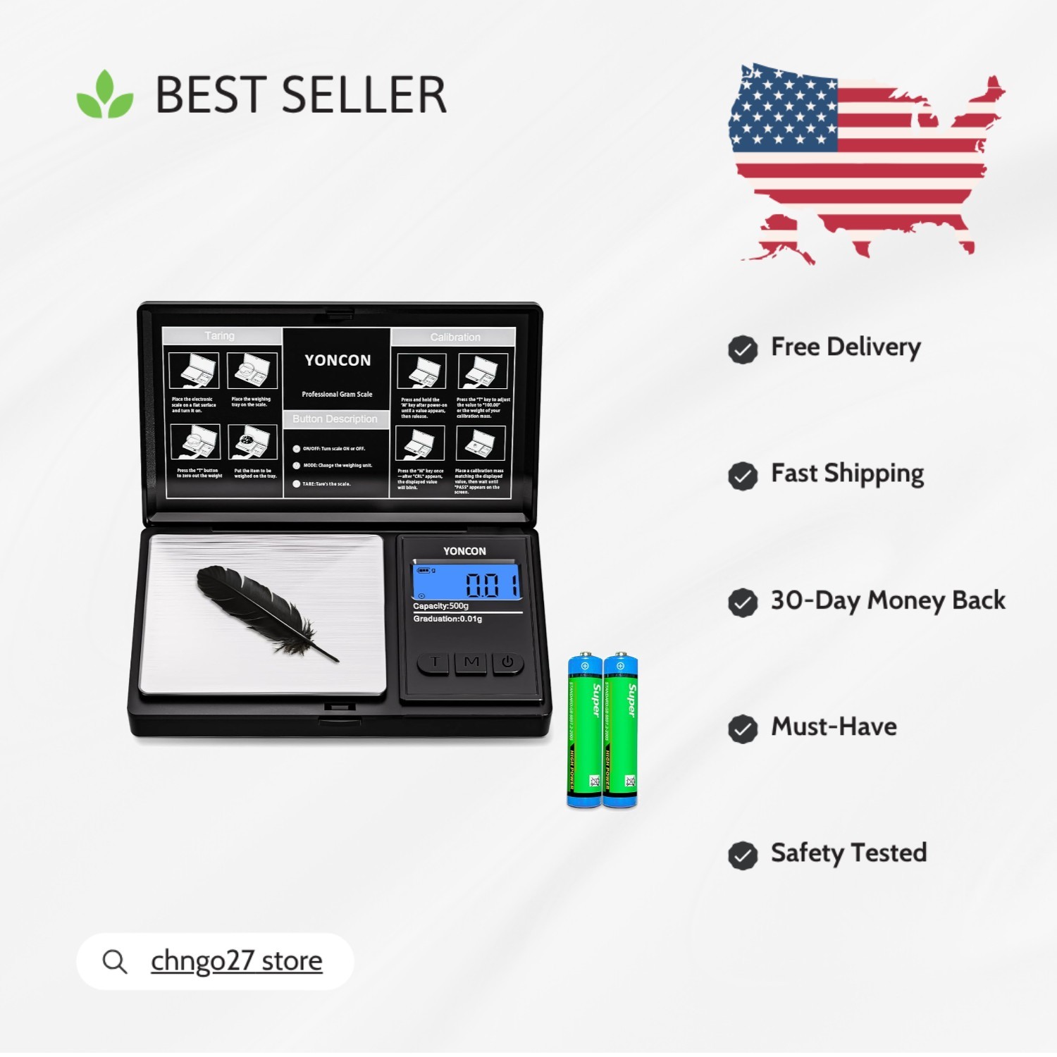 Portable 0.01g Accuracy Digital Scale with Tare Function for Jewelry & Coins