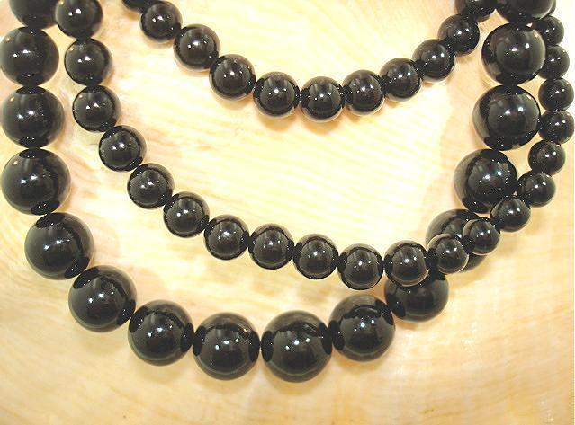 5-10MM GRADUATED ONE-STRAND ROUND GENUINE BLACK CORAL BALL BEAD NECKLACE 24″ #1