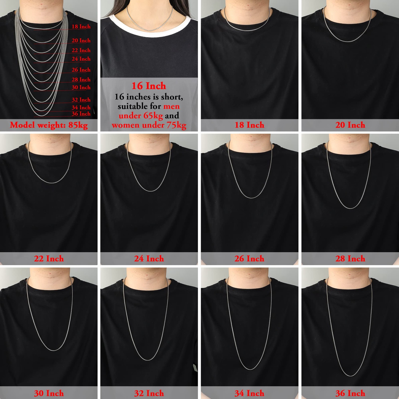 2 mm 16 Inches Stainless Steel Square Rolo Chain Necklace Round Box Necklace …
