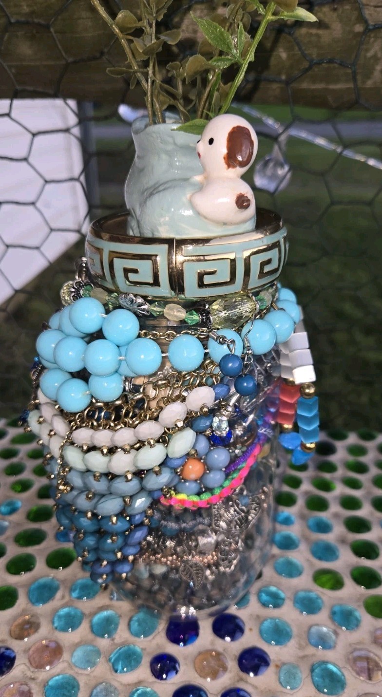 Blue🪩Blast Of Beauty~Mystery Jewelry Jar~Vintage 2 Now~Packed/Wearable Pieces