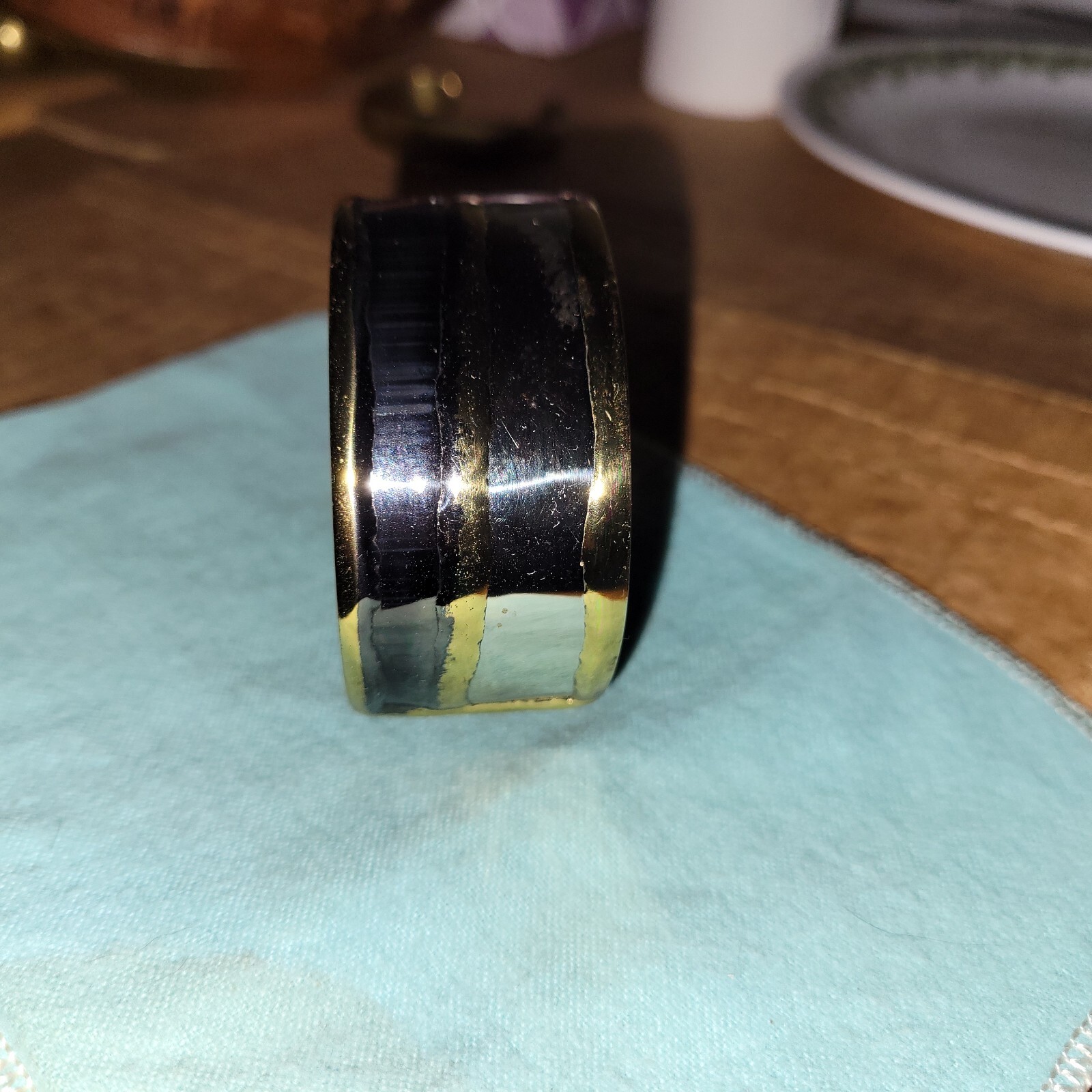 Abstract Gold Silver Black Tri-Color Cuff Bracelet