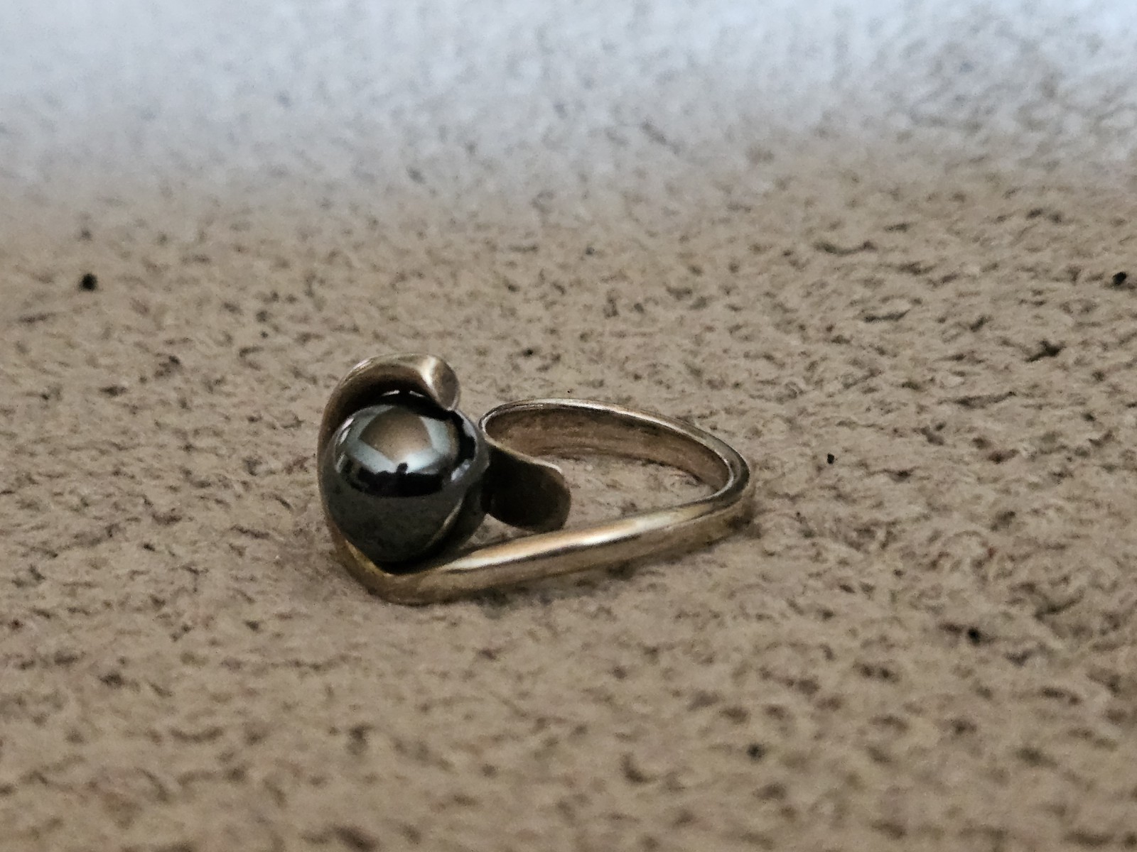 SUSAN CUMMINGS 1980’s Rare Sterling Orbital Swirl Statement Ring Hematite Size 6