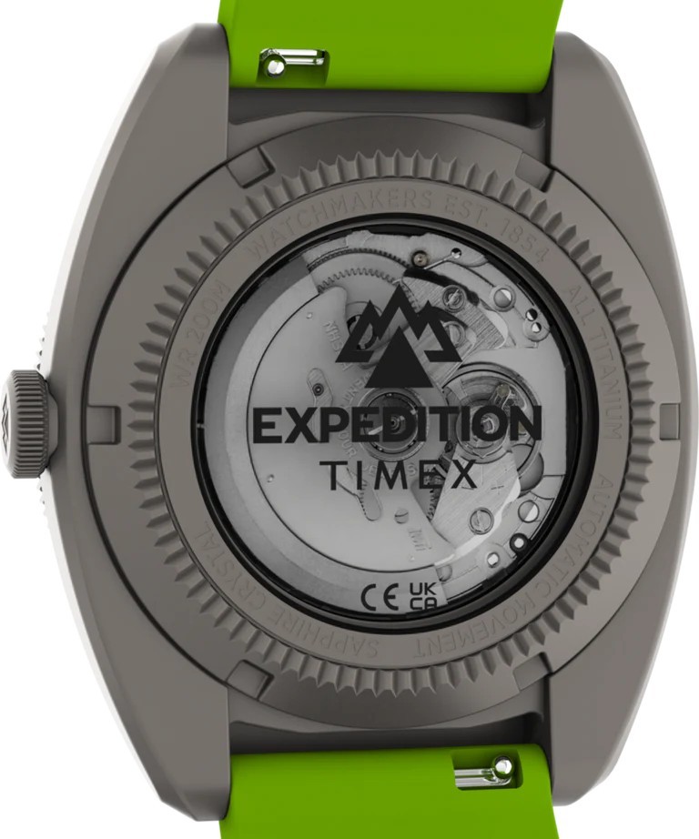 TIMEX Expedition® Pioneer Titanium Automatic 41mm HNBR Lime Green Rubber Strap