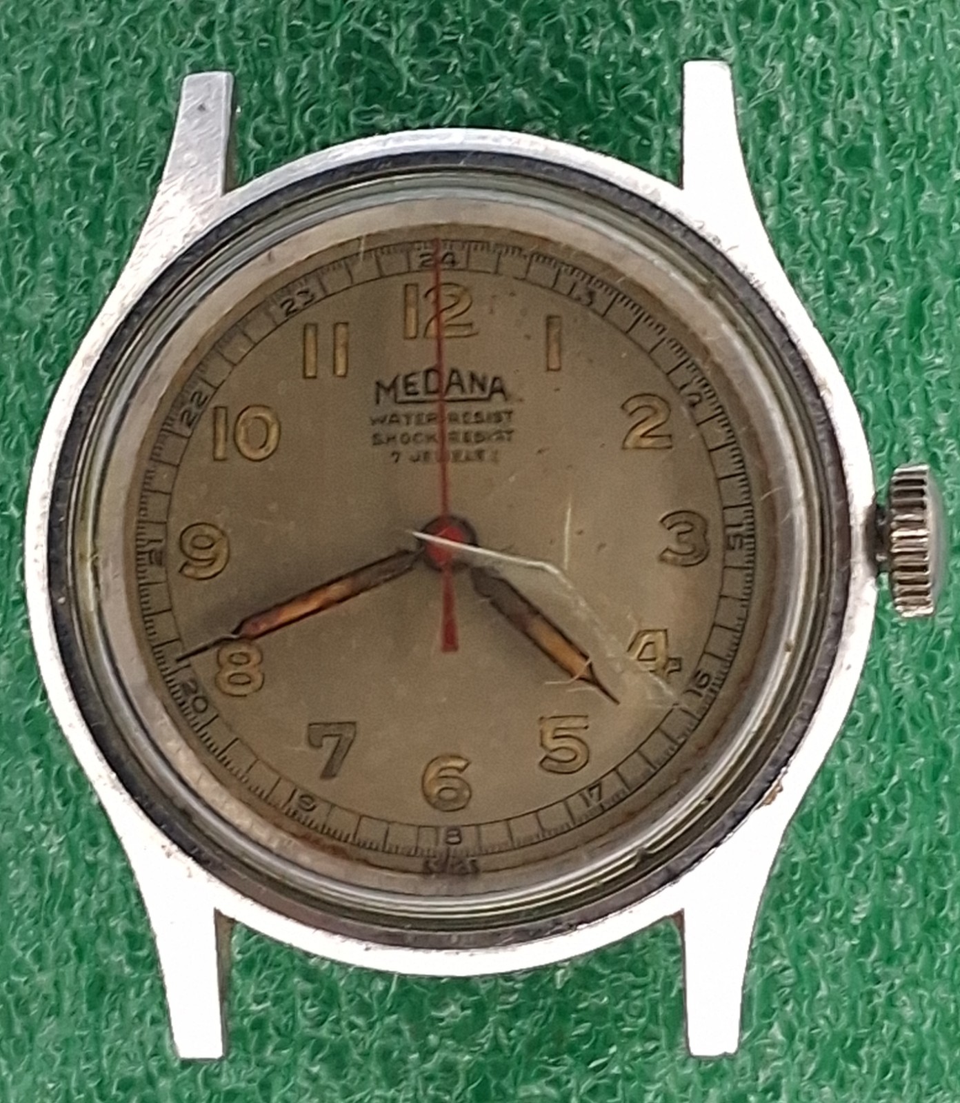Lot W89 Mens Medana 7J Military Manual Wind Up Movement Vintage Watch Parts