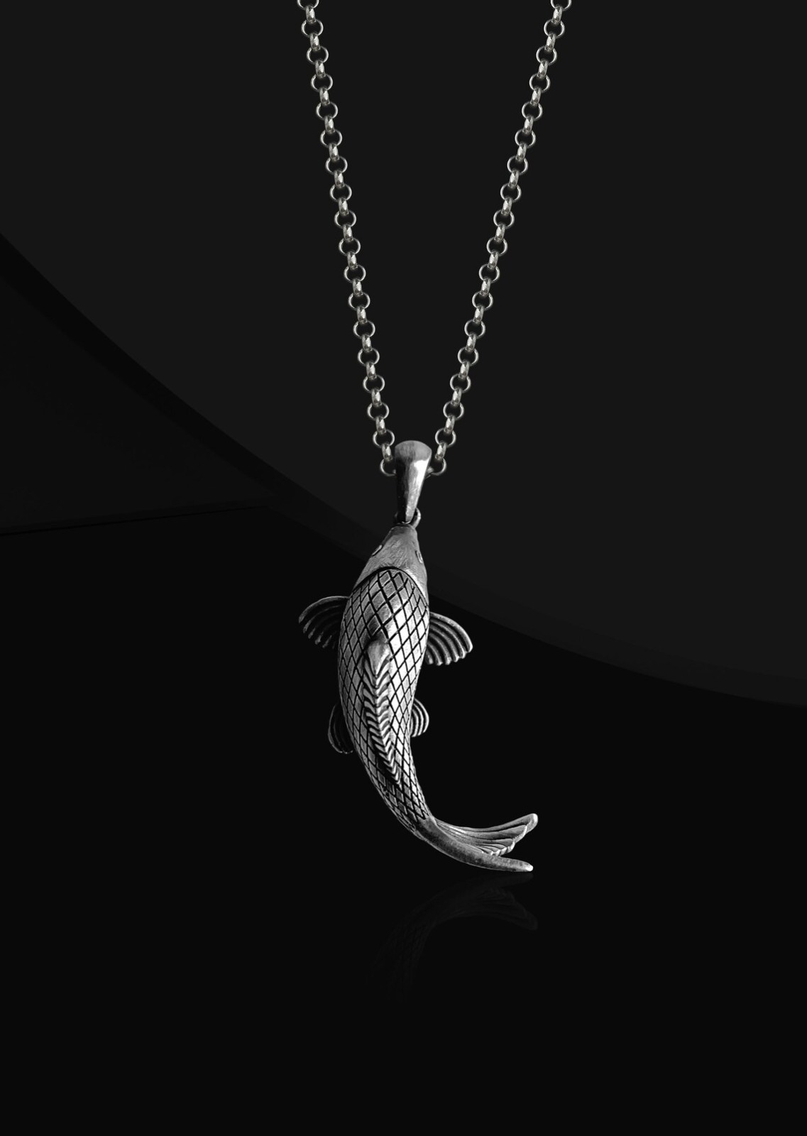 Japanese Koi Fish Necklace 925 Sterling Silver Pendant Necklace US Duty Free