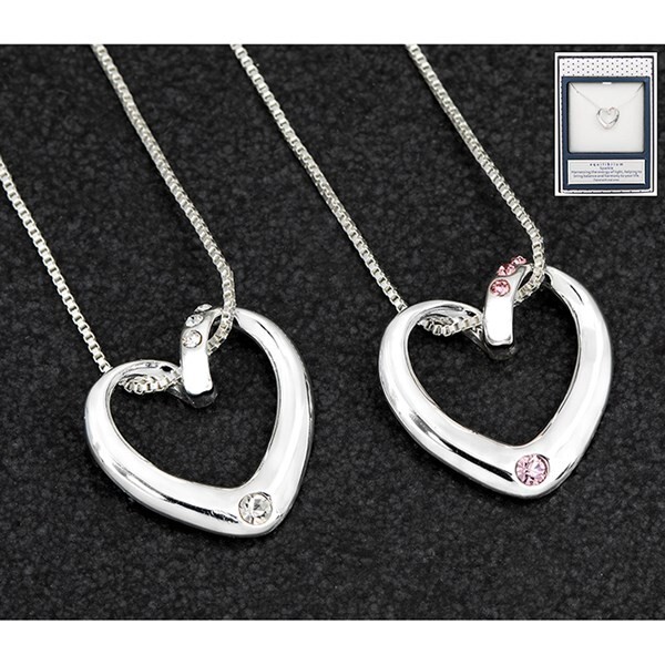 Equilibrium Silver Plated Diamante Heart Necklace