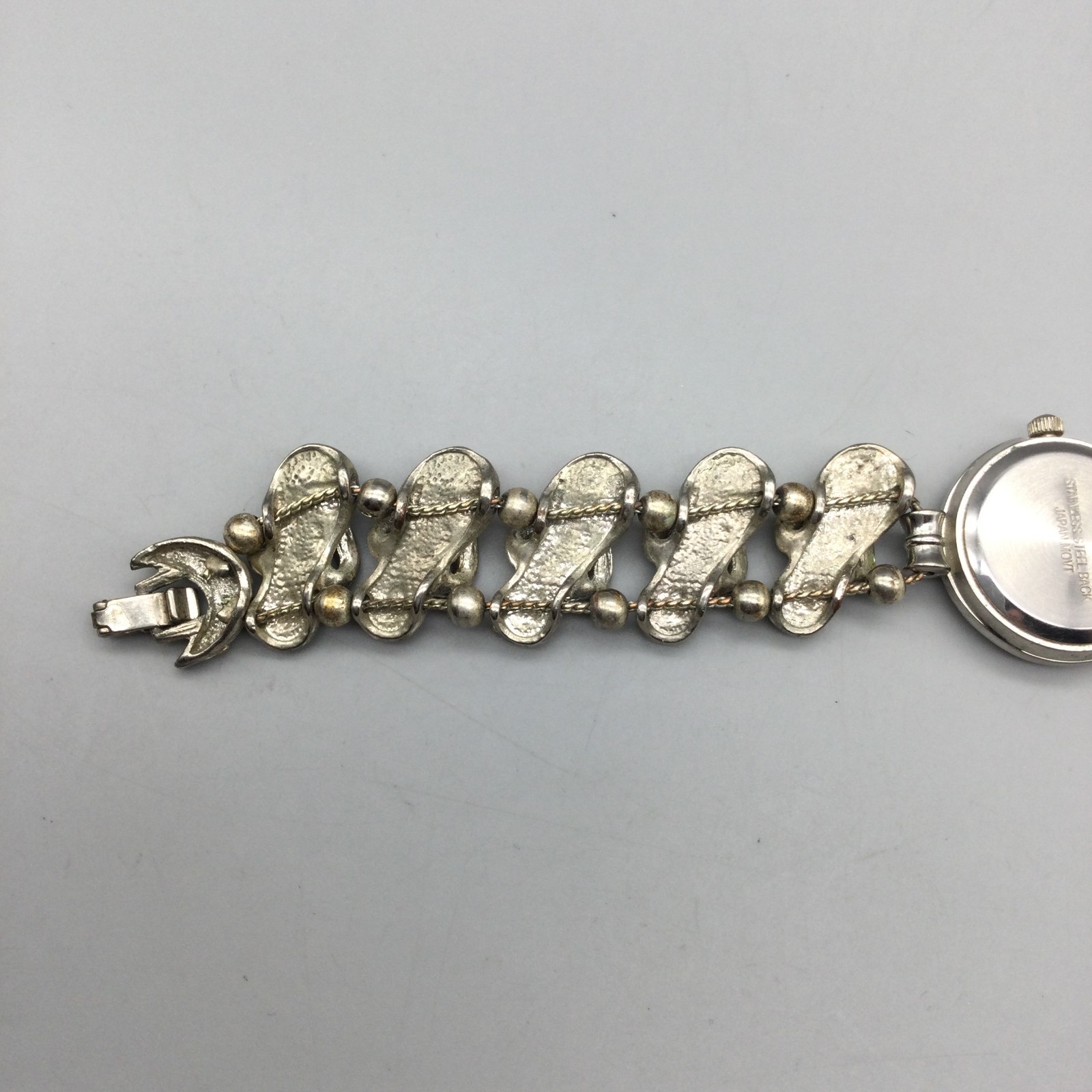 Vtg Jennie B Beach Watch Womens 23mm Slide Charm Bracelet New Battery 7.5″