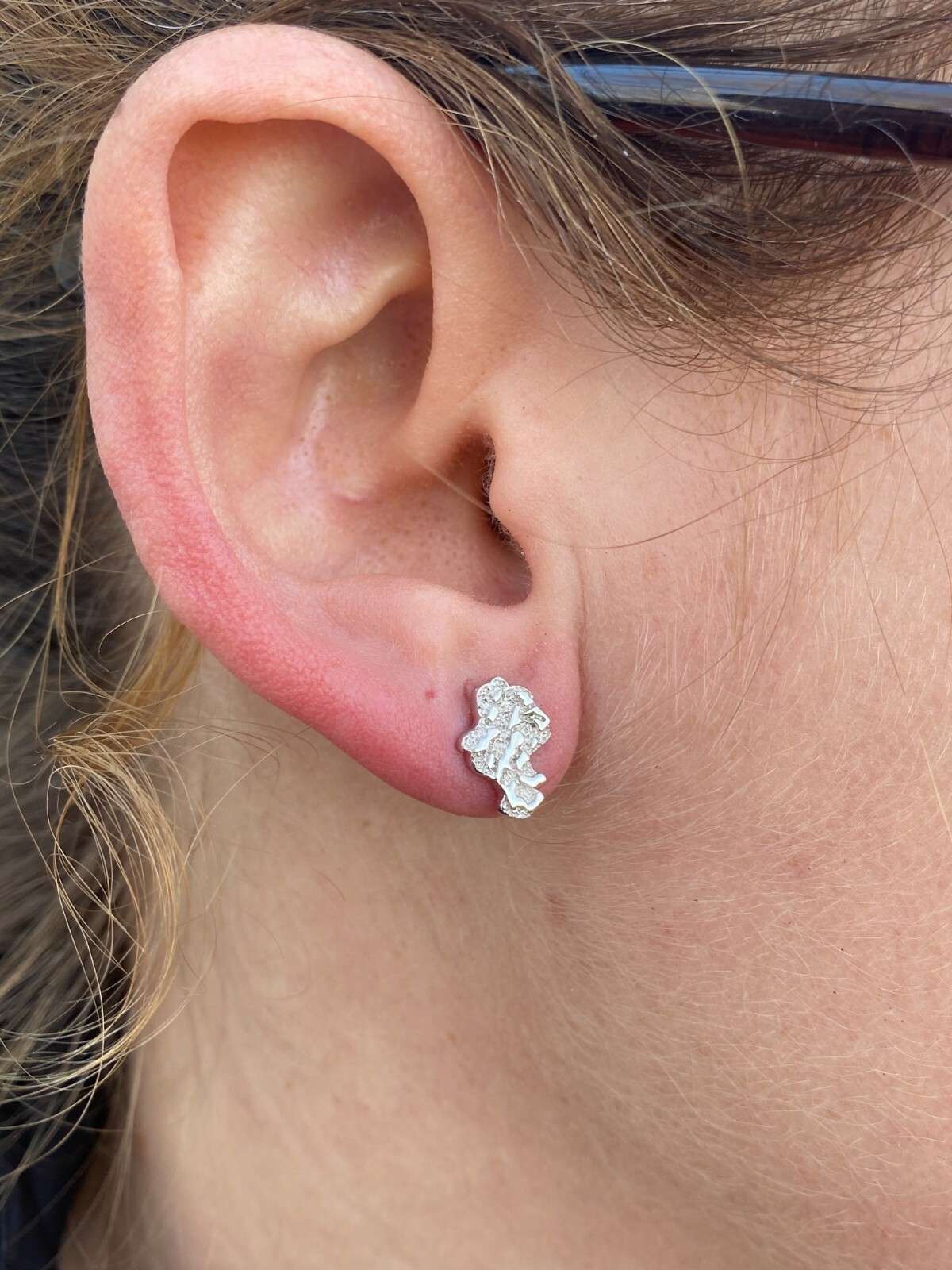 Real Solid 925 Sterling Silver Men Ladies Gold Nugget Small Earrings Plain Studs