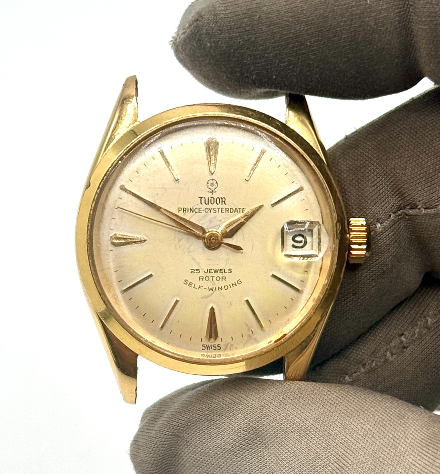 Vintage Tudor Prince Oyster Date Watch 25 Rubies Model 7970 Gold-Capped