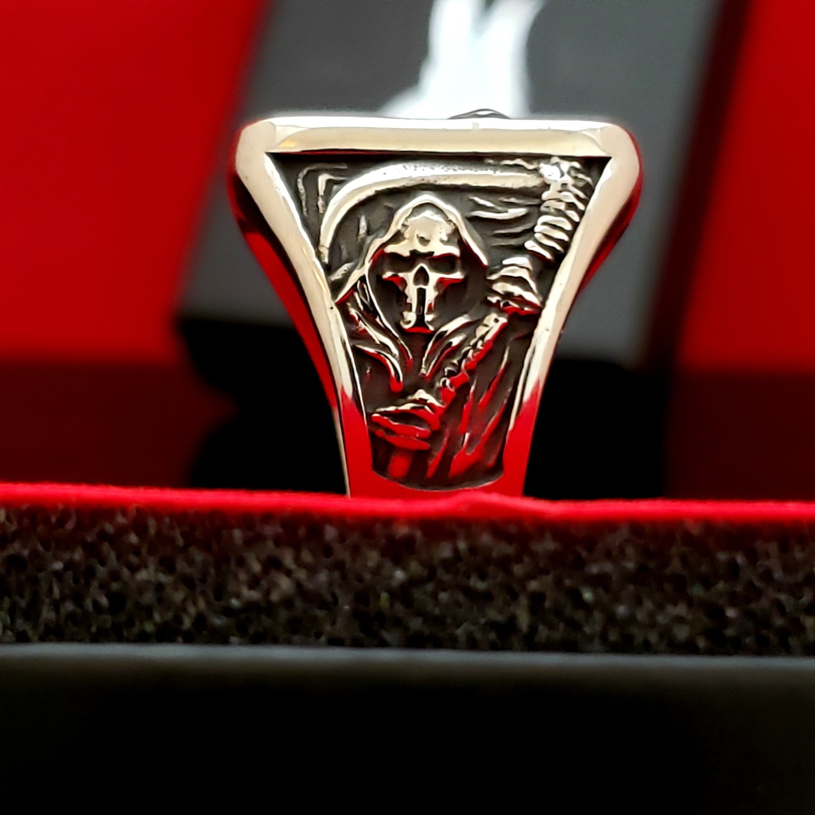 Grim Reaper Signet Ring Gothic Skull Death Stainless Steel Band Jewelry