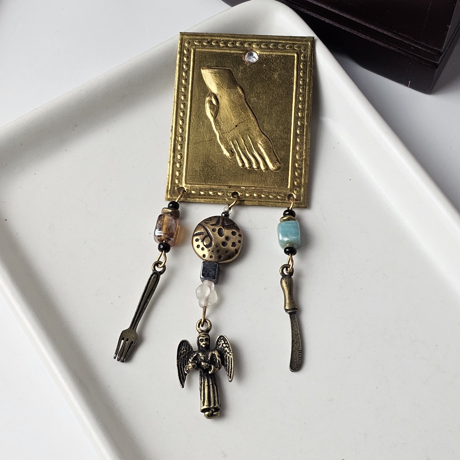 Vintage Gold Tone Assemblage Charm Brooch