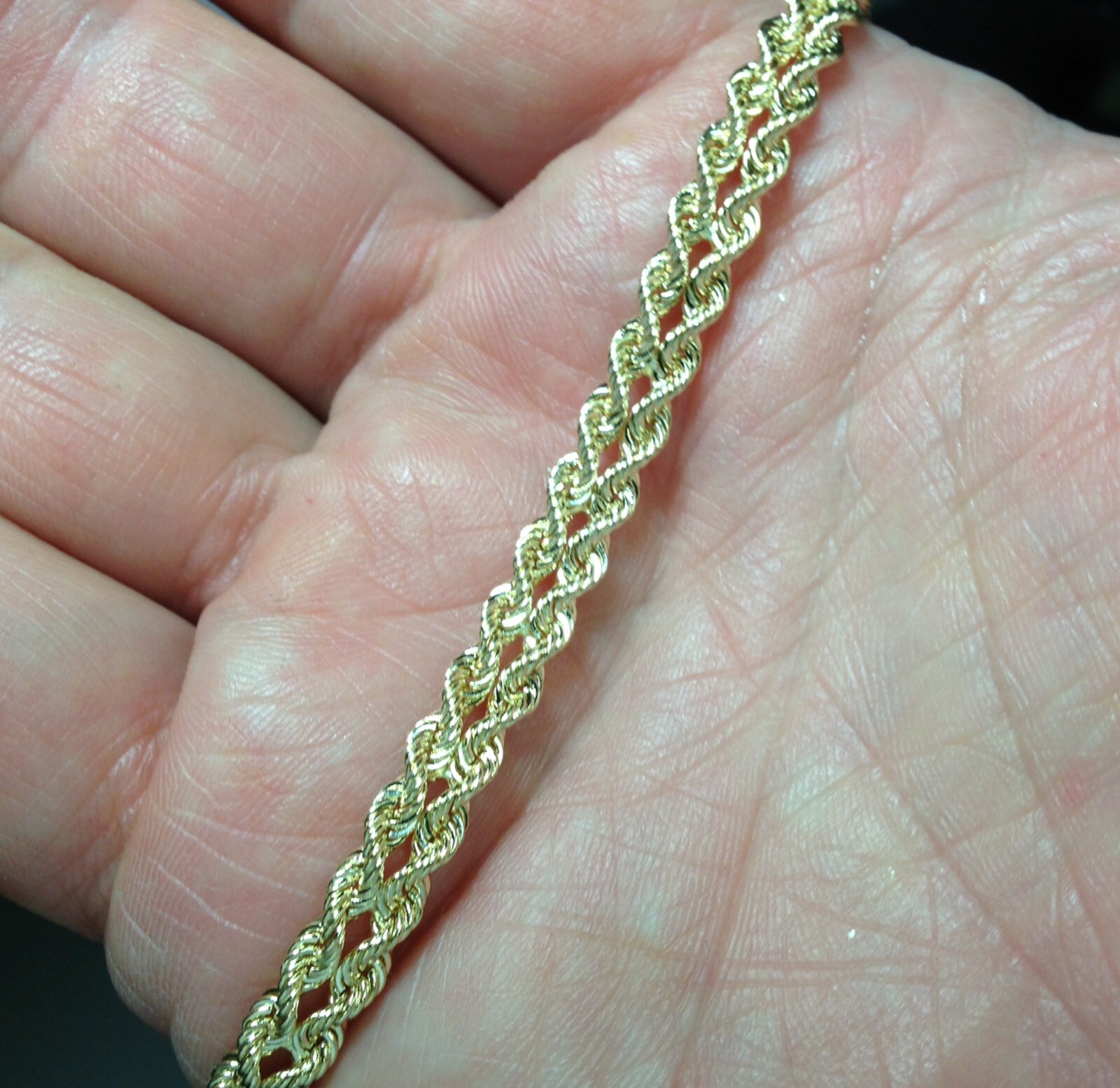 14k Yellow Gold 7″ Two Strand Multi Line Rope Chain Bracelet 5 MM 7.2 Grams