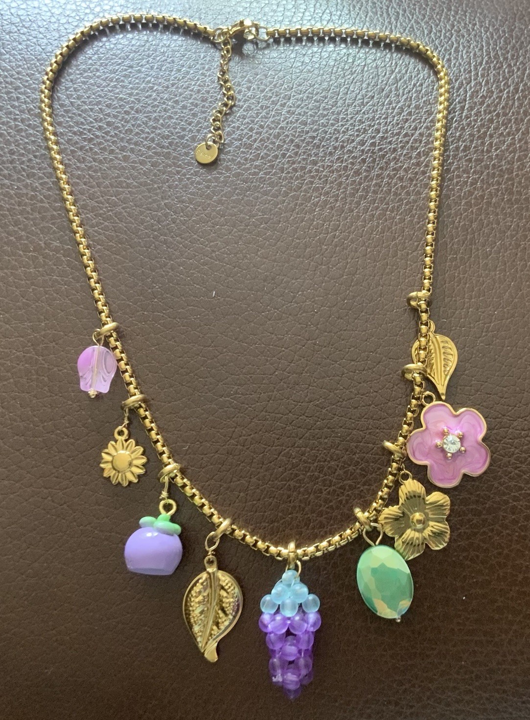 Gold Charm Necklace Les Nereides STYLE Fruit Flower Cottagecore Botanical Boho