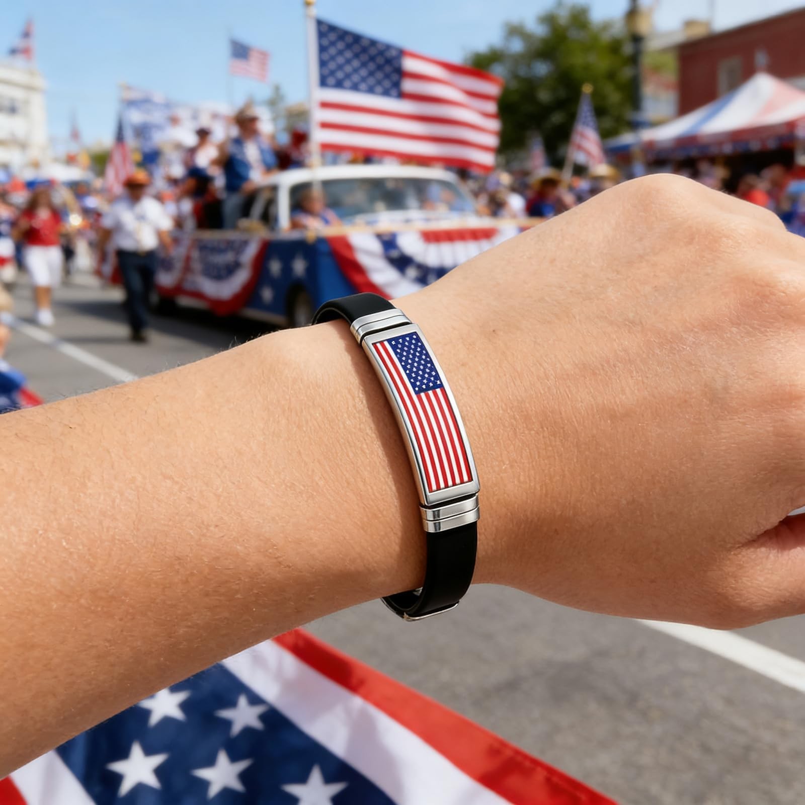 Nanafast American Flag Bracelet Patriotic Jewelry for Women & Men, Red White …