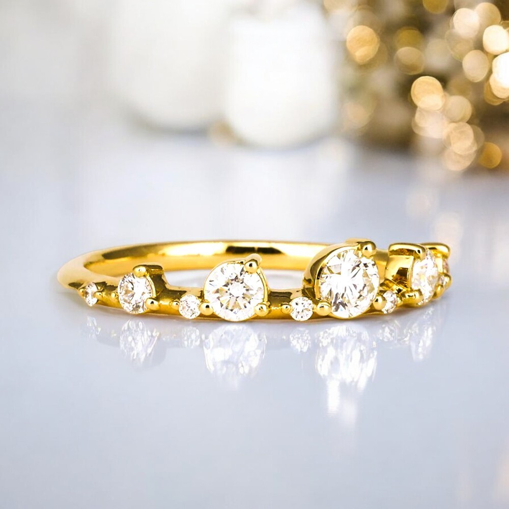 Diamond Stacking Band Yellow Gold 0.50 Ct Lab Grown 18K GLI HRD Round Cut Ring
