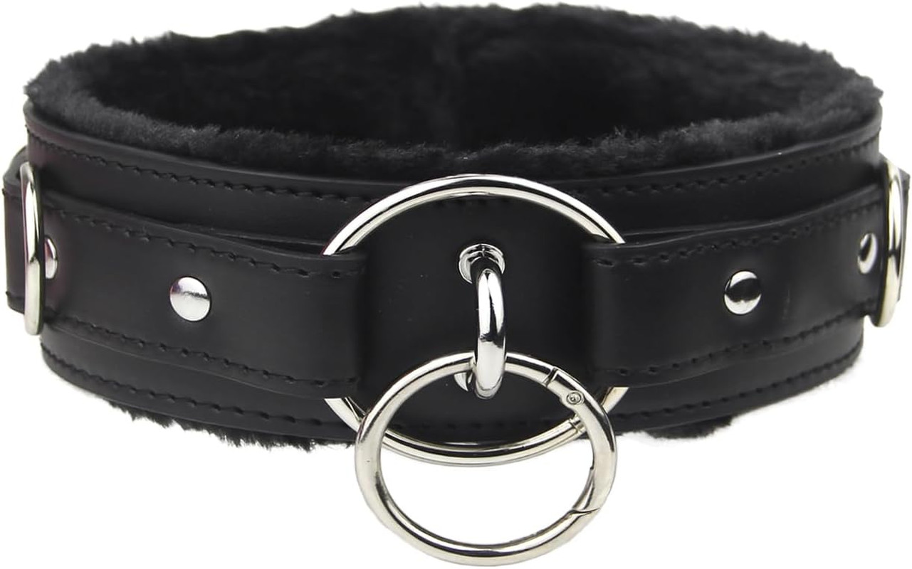 Leather Choker Collar with Lock Adjustable Size for Women