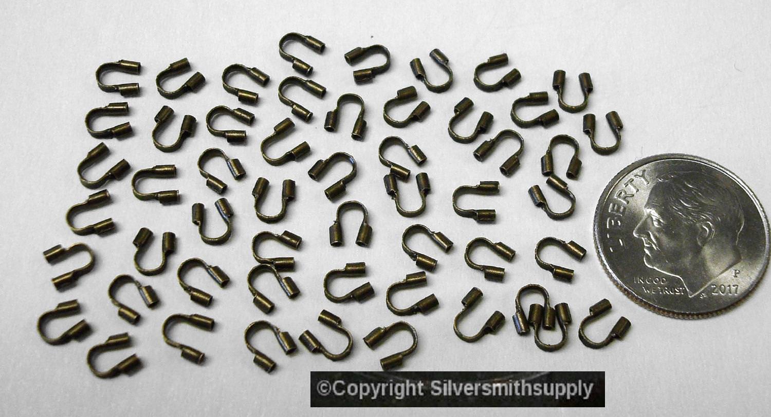 50 Wire protectors BRONZE plated crimping tiger tail wire guards 5x4mm FPC094A