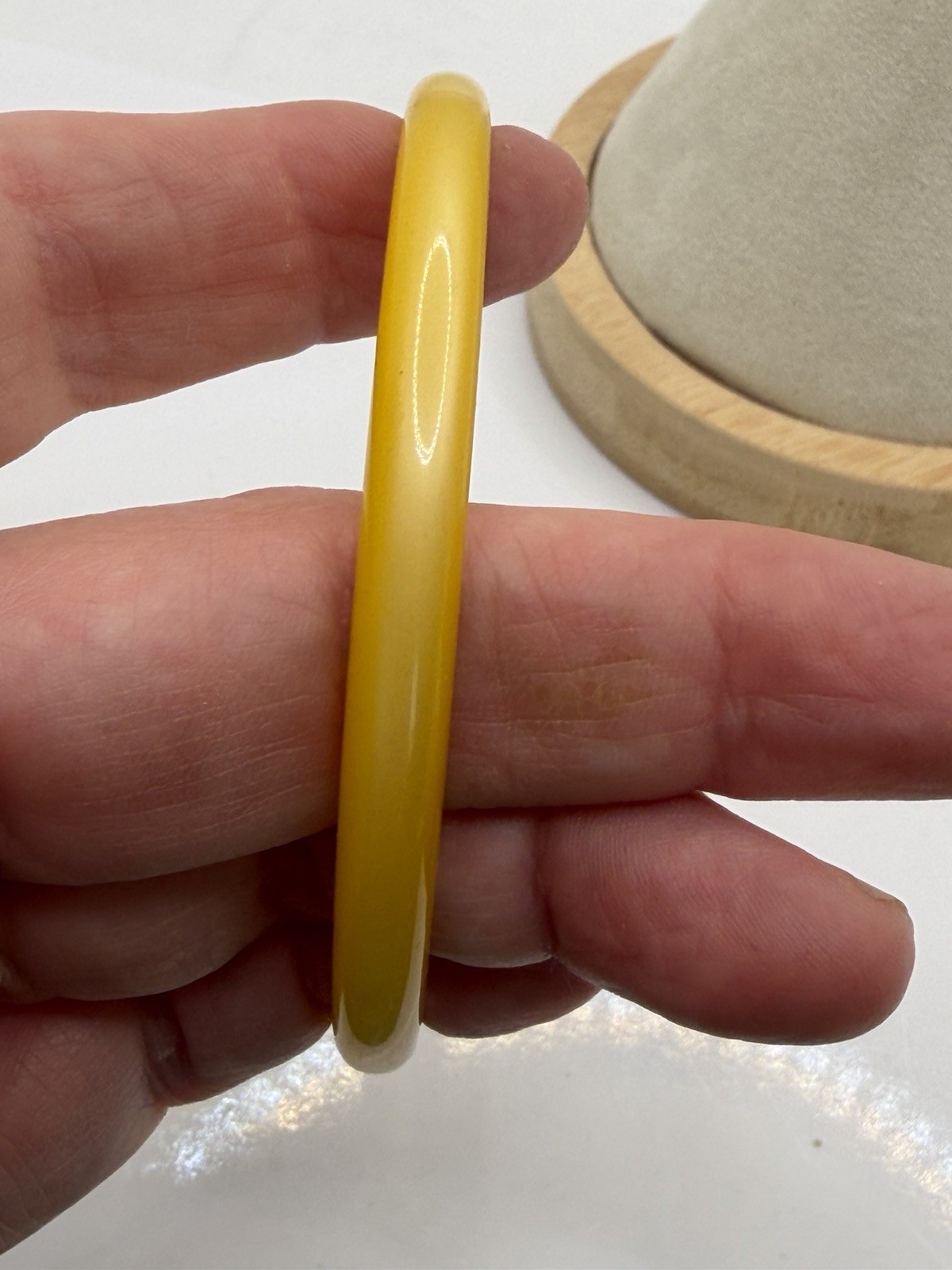 Vintage Yellow Moonglow Lucite Bangle Bracelet Plastic 1/4 Inch Wide