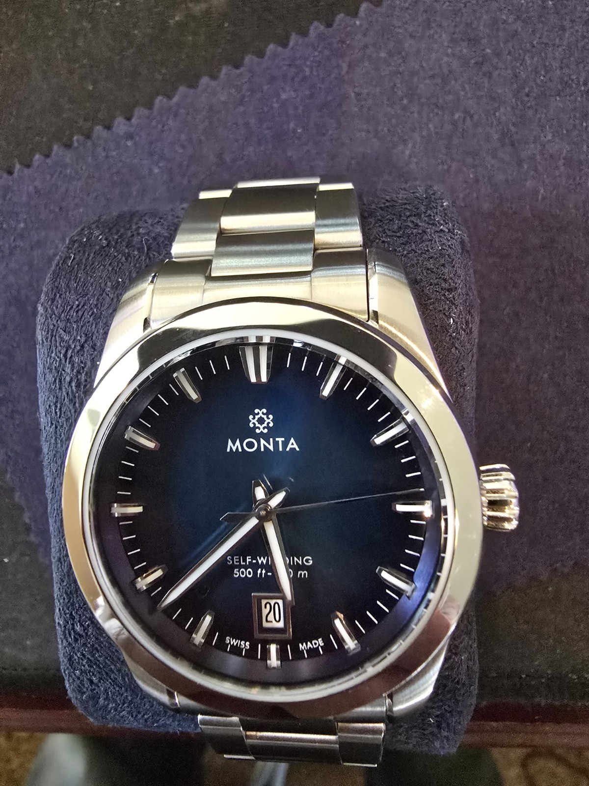 Monta Noble Blue Dial watch, very good condition! Box included.