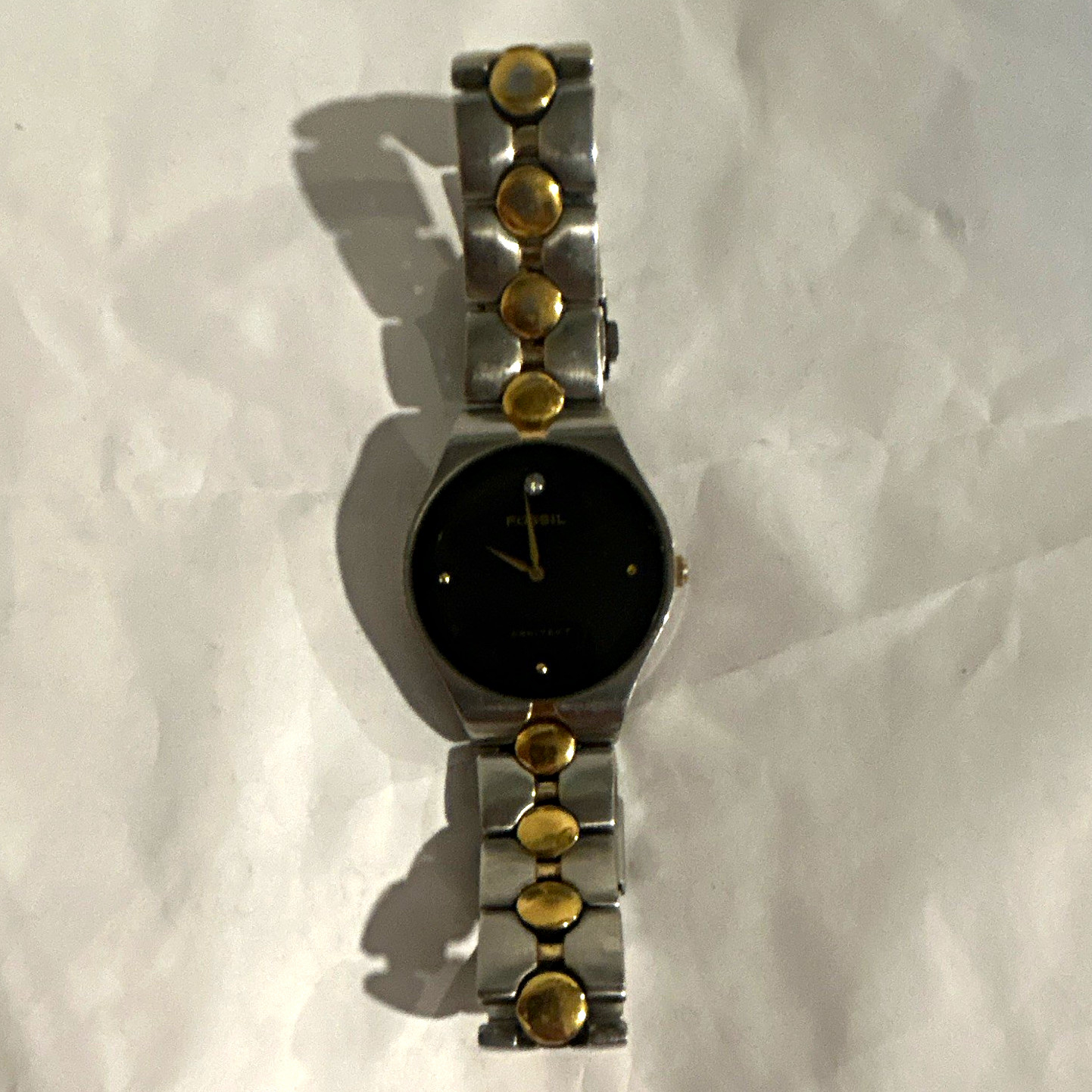 Fossil Women’s Quartz Wristwatch Two-Tone Stainless Bracelet Black Dial