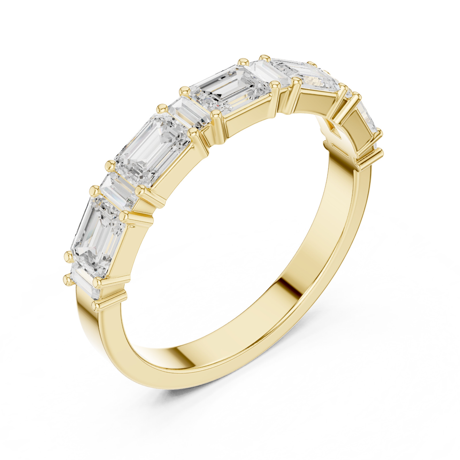 0.85 CT Emerald & Baguette Lab Grown Diamond Modern Wedding Band