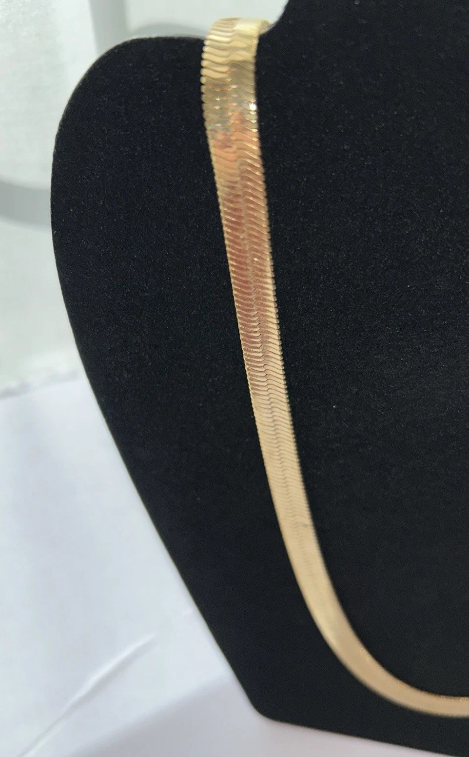24k Gold Plated Herringbone Necklace 24 Inch Long 4mm Wide