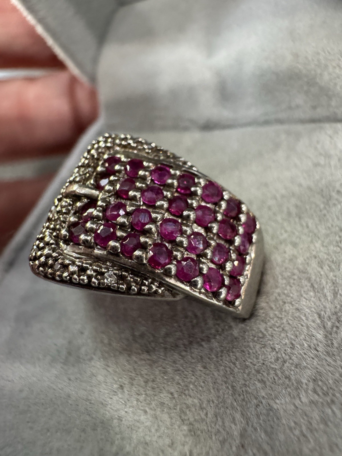925 Sterling Silver Ring Ruby Natural Gemstone jewelry Size 7 Buckle Design