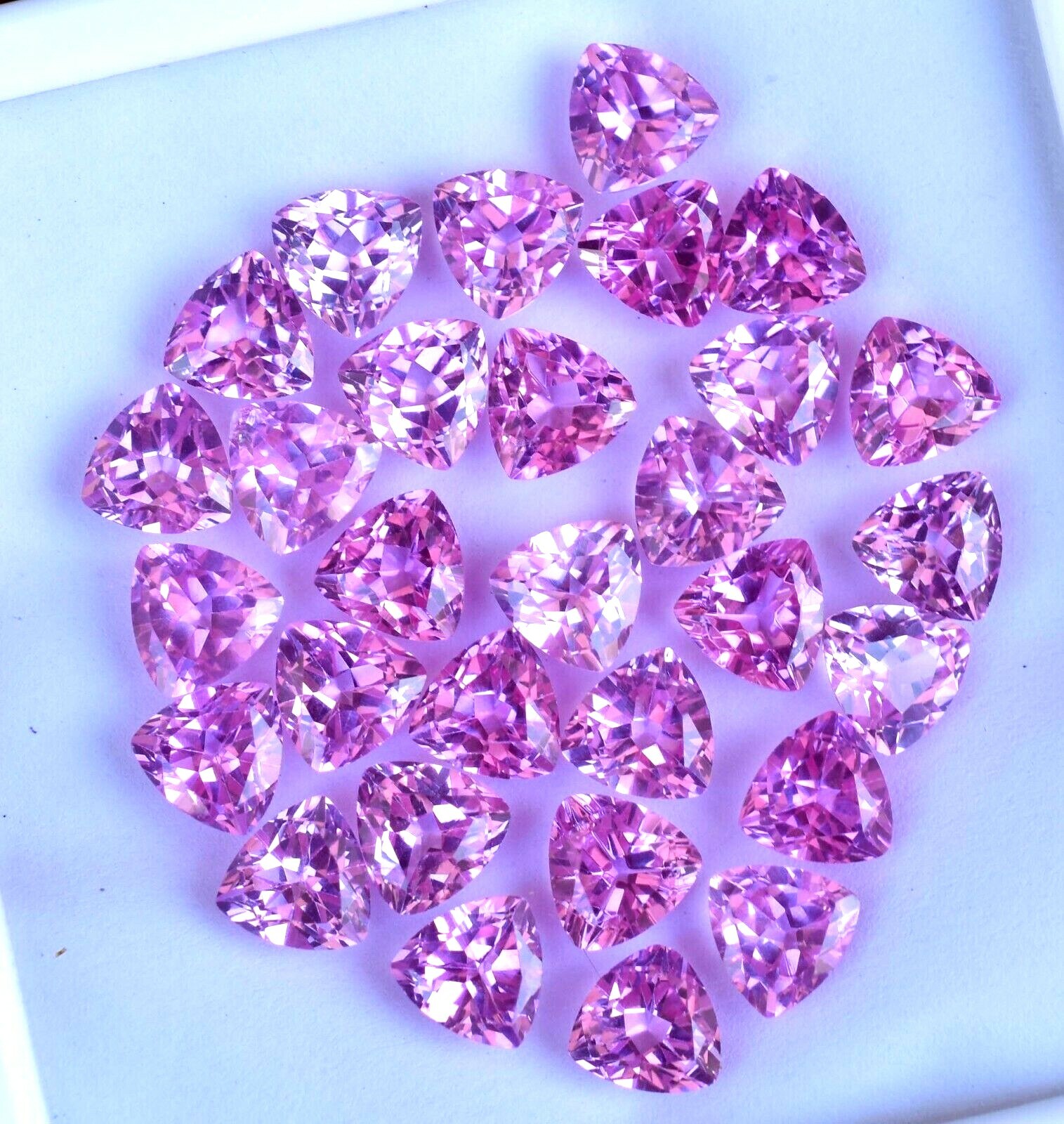 30 Pcs Natural Mogok Pink Ruby Trillion 6.90 MM Certified Treated Gemstone