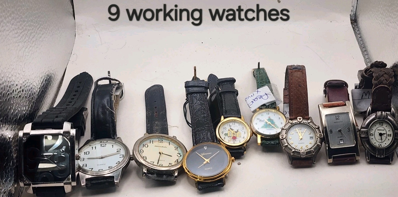 Lot Of 9 Vintage Estate Sale Watches. Working W New Batteries. Condition Varies